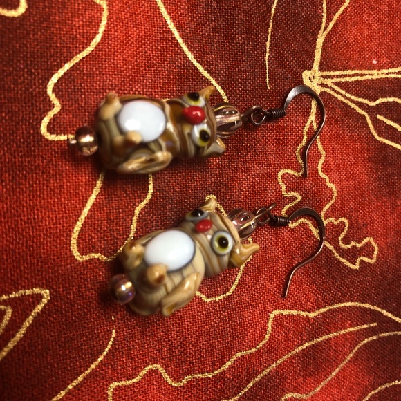 Owl glass bead earrings! Cute Fun! - Picture 1 of 2